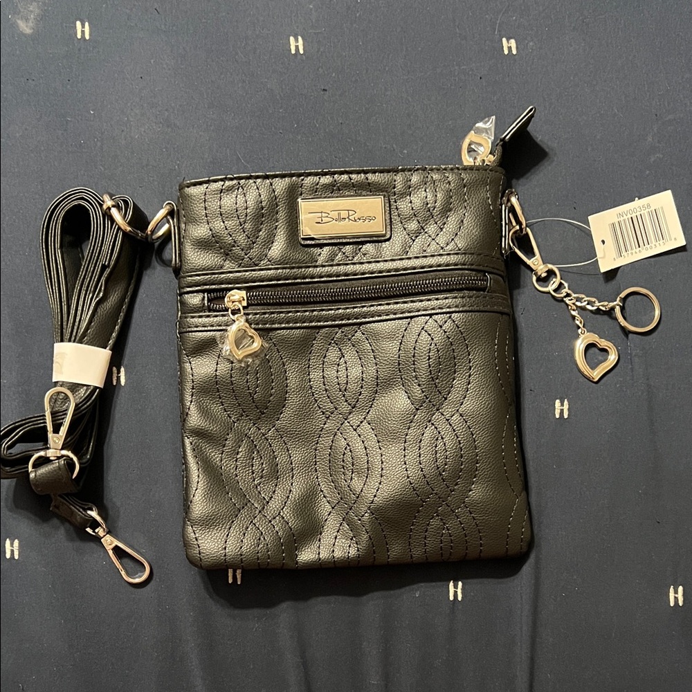 Belle Russo black Quilted faux leather Crossbody Bag